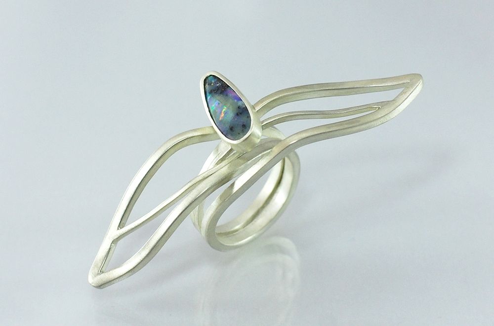 Bague "l'Albatros" (argent, opale boulder)