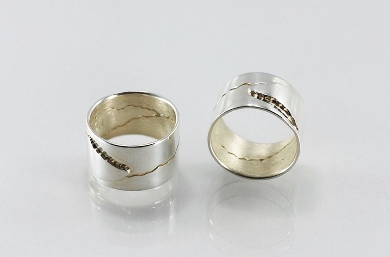 Anneaux masculin/féminin "Eclairs" (argent ou or)