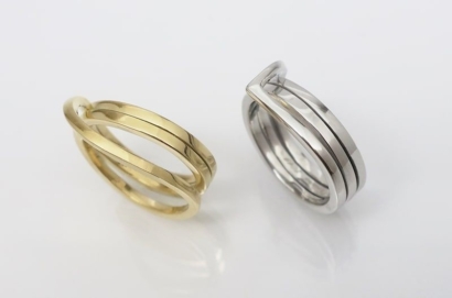 Alliances Or jaune et or blanc palladié "Möbius" Joaillerie éthique sur-mesure Paris