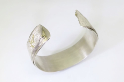Bracelet manchette, argent et or jaune Bracelet manchette, argent et or jaune