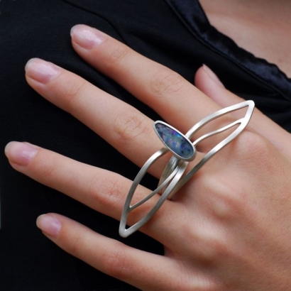 Bague "l'Albatros" (argent, opale boulder) Bague "l'Albatros" (argent, opale boulder)