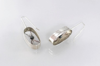 Boucles d'oreilles "Eclairs" (argent, or jaune, perle) Boucles d'oreilles "Eclairs" (argent, or jaune, perle)