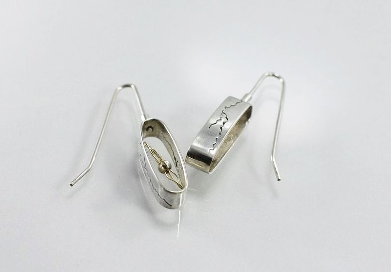 Boucles d'oreilles "Eclairs" (argent, or jaune) Boucles d'oreilles "Eclairs" (argent, or jaune)